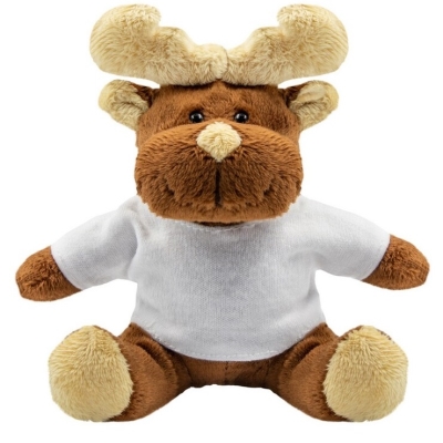 Brown teddy reindeer with a white T-shirt suitable for printing